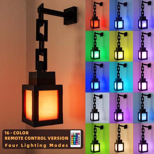 DIYCOM Funny Pixel Night Lamp 16-Color RGB Changing Light USB-C Rechargeable Remote Control Version Four Lighting Modes for Bedroom Gaming Space Halloween Party Decoration Creative Birthday Gift