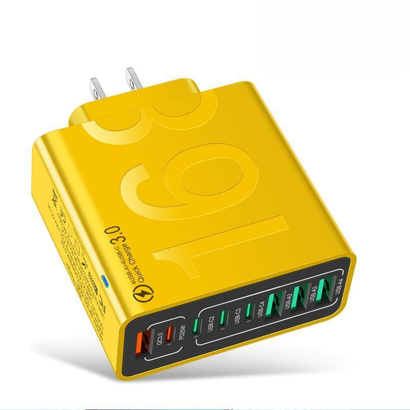 Smart Charger 8-Port Fast Charging USB Hub 4 USB-C 4 USB-A Portable with Quick Charge 3.0 Intelligent Temperature Control Technology for Phones Tablets & More