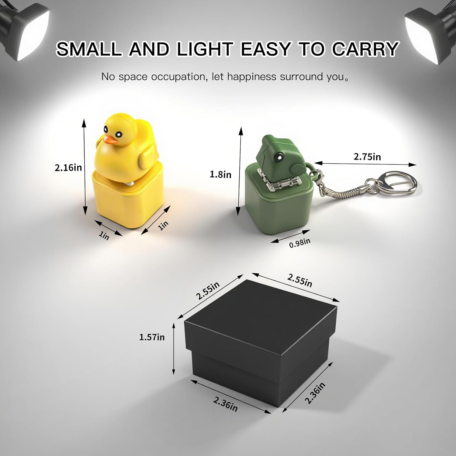 Frog Croaking Fidget Toy - Rechargeable Quacking Duck Keychain, Quacking Duck Stress Reliever with Colorful Lights, Fun & Portable Anxiety Relief Toy (Quacking Duck+Frog Croaking)