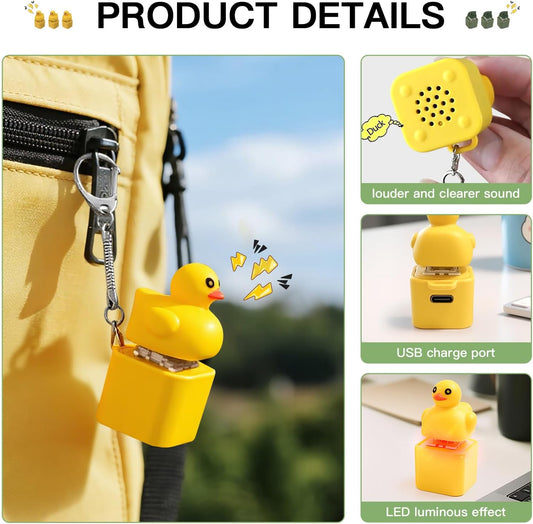 Frog Croaking Fidget Toy - Rechargeable Quacking Duck Keychain, Quacking Duck Stress Reliever with Colorful Lights, Fun & Portable Anxiety Relief Toy (Quacking Duck+Frog Croaking)