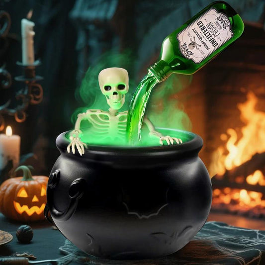 Magical Floating Potion Cauldron - with Bubbling Diffuser, Vintage Witch Kitchen Decor for Halloween, Indoor Tabletop Centerpiece