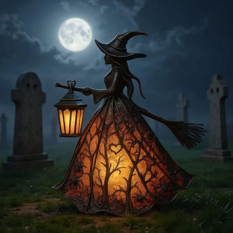 Halloween Witch Lamp, Spooky Standing Night Light, Unique Witch Statue Table Lamp for Bedroom Decoration, Perfect for Halloween Festivities